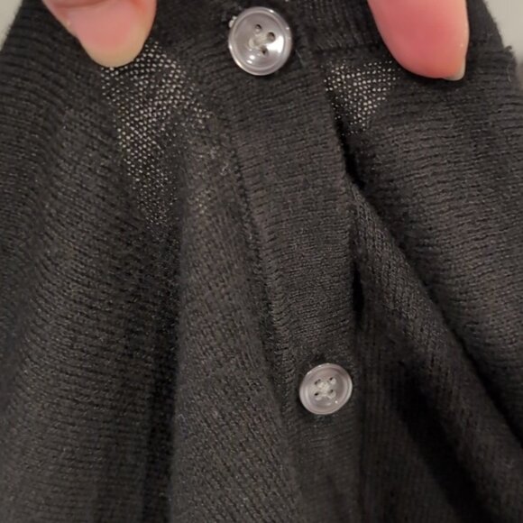 Ann Taylor Buttoned Cardigan Sweater Cotton Knit Crew Neck Womens Medium Black - Picture 8 of 10